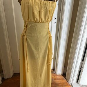 Fashion Nova Strapless Yellow Dress